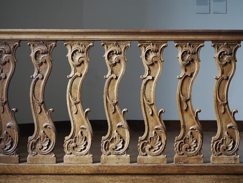 Amsterdam, Netherlands: Rijksmuseum: wood bannister