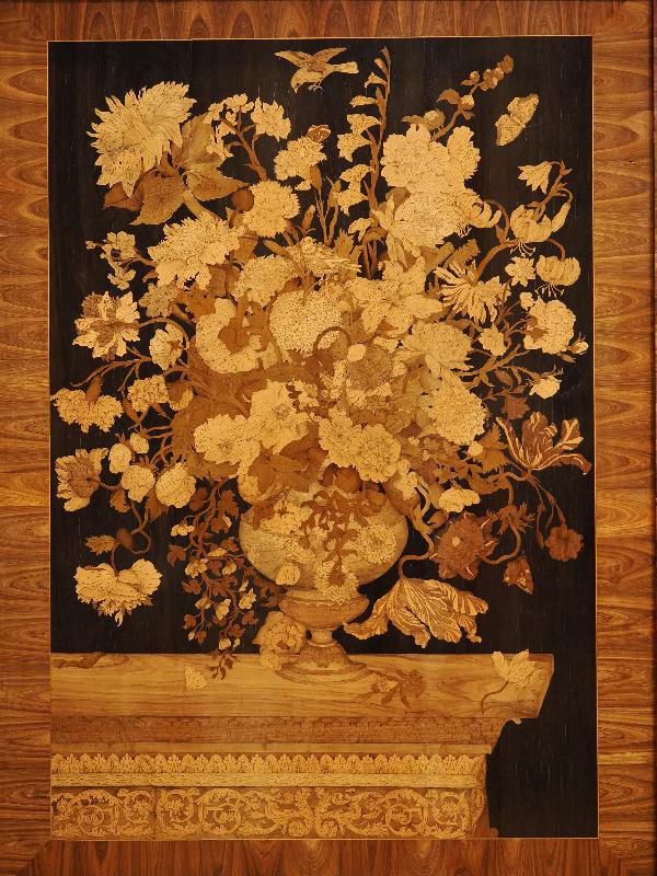 Amsterdam, Netherlands: Rijksmuseum: Cabinet (ca. 1695-1910, attributed to Jan van Mekeren), left panel