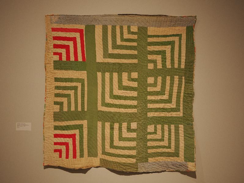 London, England: Royal Academy: 'Housetop' - nine-block  'Half-Log Cabin' variation (ca. 1945, Martha Jane Pettway)