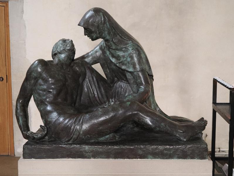 Cambridge, England: Jesus College: chapel, The Pieta (original 1956, this casting 2013, sculptor Gillian Kaufman)