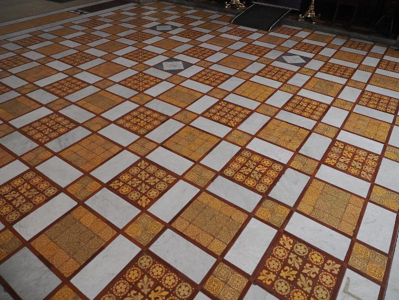 Cambridge, England: Jesus College: chapel, crossing floor
