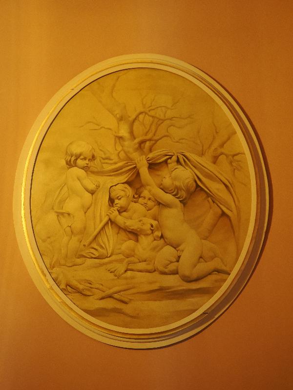 Wimpole, England: Wimpole Hall: hall art, babies camping
