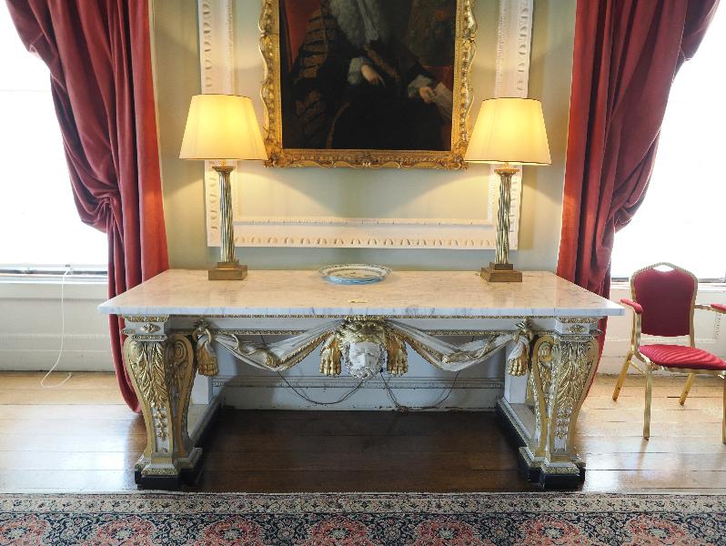 Wimpole, England: Wimpole Hall: long gallery, table