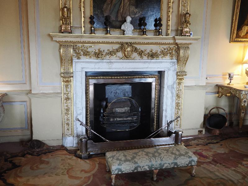 Wimpole, England: Wimpole Hall: south drawing room, fireplace