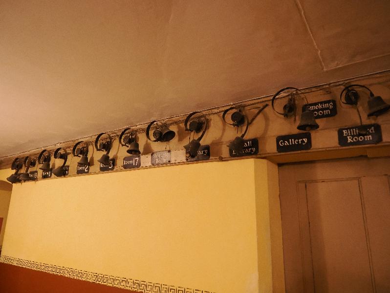Wimpole, England: Wimpole Hall: basement corridor, bells