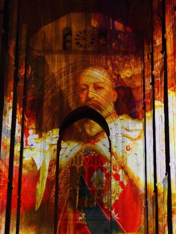 Ely, England: Ely Cathedral: King Edward VII (Crown and Coronation, by Luxmuralis, originally shown at Tower of London, Nov 2023)
