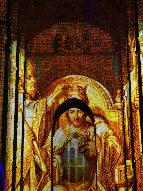 Ely, England: Ely Cathedral: King William I (Crown and Coronation, by Luxmuralis, originally shown at Tower of London, Nov 2023)