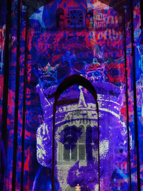 Ely, England: Ely Cathedral: King Stephen? (Crown and Coronation, by Luxmuralis, originally shown at Tower of London, Nov 2023)