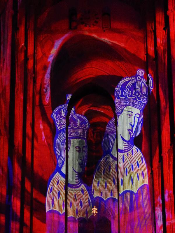 Ely, England: Ely Cathedral: King Edward V (Crown and Coronation, by Luxmuralis, originally shown at Tower of London, Nov 2023)