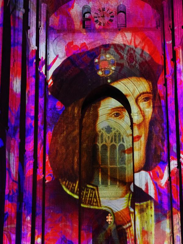 Ely, England: Ely Cathedral: King Richard III (Crown and Coronation, by Luxmuralis, originally shown at Tower of London, Nov 2023)