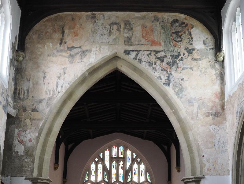 Cambridge, England: St Andrew's Church, Chesterton: Doom painting (15th century)