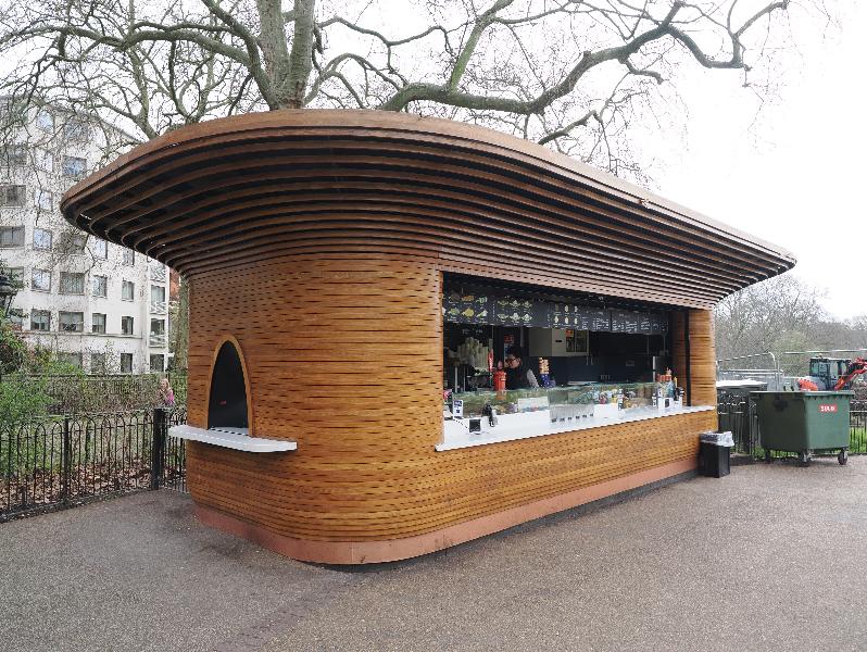 London, England: Green Park: kiosk (2019, Mizzi Studio)