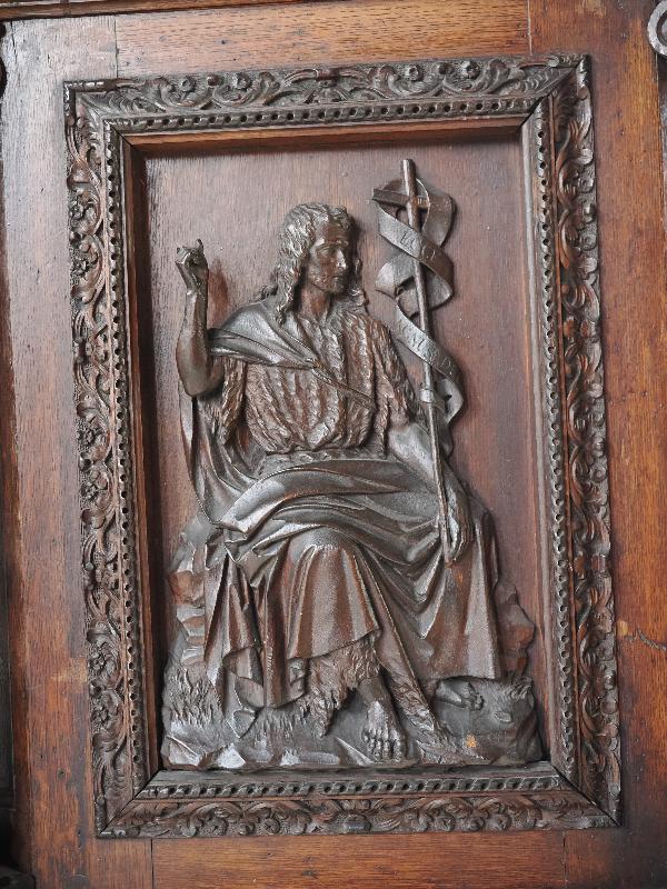London, England: St James's Church, Piccadilly: detail: St John the Baptist panel