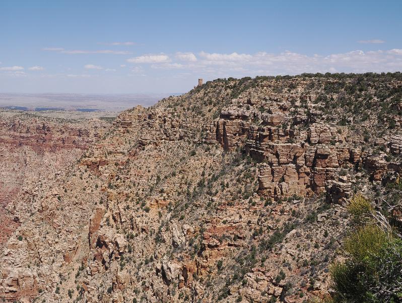 Grand Canyon, Arizona (AZ): Navajo Point: view east towards Desert View Watchtower