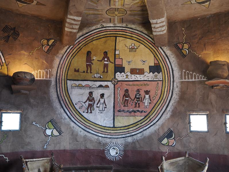 Grand Canyon, Arizona (AZ): Desert View Watchtower: large circular painting depicting the snake legend (painted by Fred Kabotie)