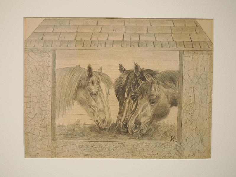 Flagstaff, Arizona (AZ): Museum of Northern Arizona: Three Horses (1902, Mary-Russell Ferrell Colton, age 13)
