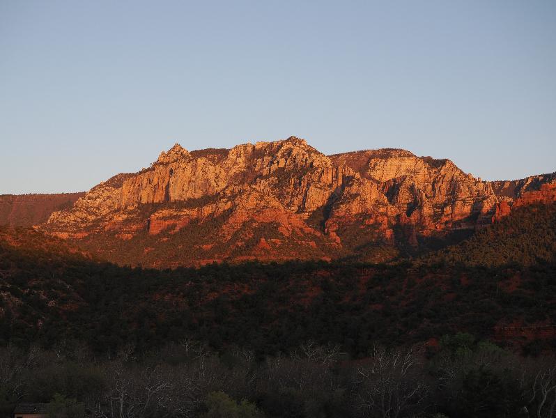 Sedona, Arizona (AZ): Rt 89A: view southeast of white rocks at sunset
