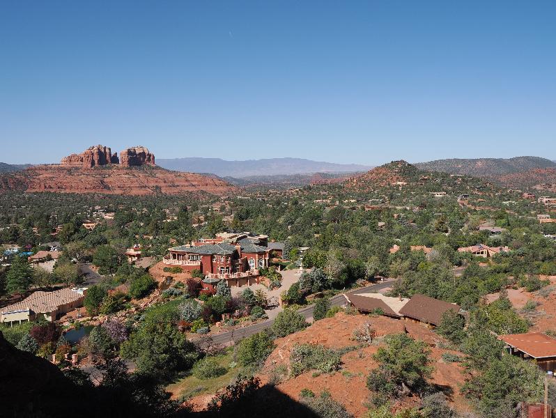Sedona, Arizona (AZ): Chapel of the Holy Cross: view west (Cathedral Rock at left)