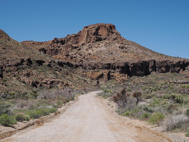 Mojave National Preserve, California (CA): Hole-in-the-Wall Visitor Center: view west