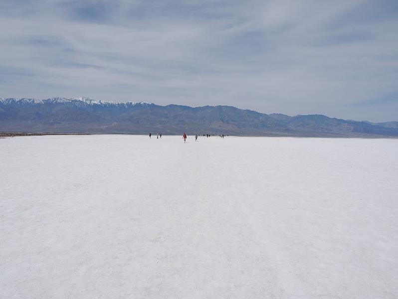 Death Valley National Park, California (CA): Badwater Basin: view west across salt flat