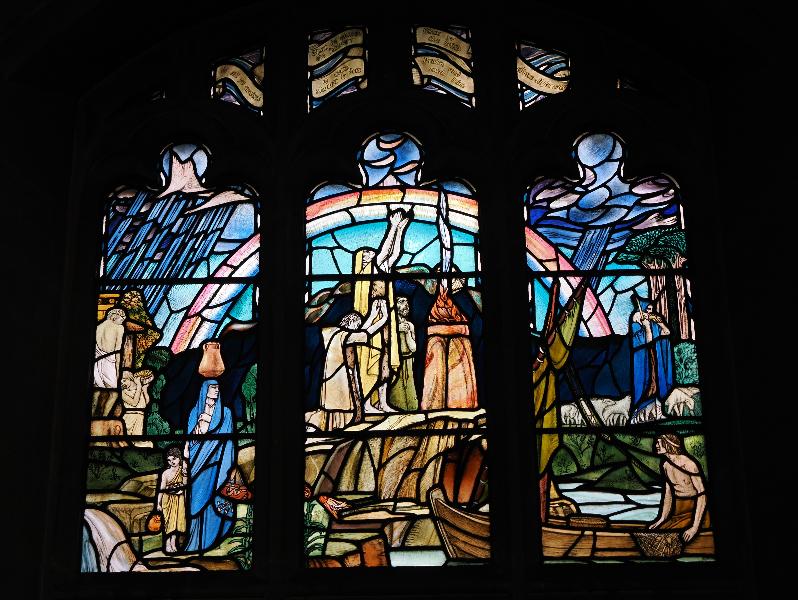 Cambridge, England: Westminster College: Noah Sacrificing at an Altar after the Flood (1921, Douglas Strachan)