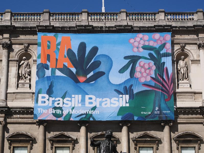 London, England: Royal Academy: Brasil! Brasil! banner
