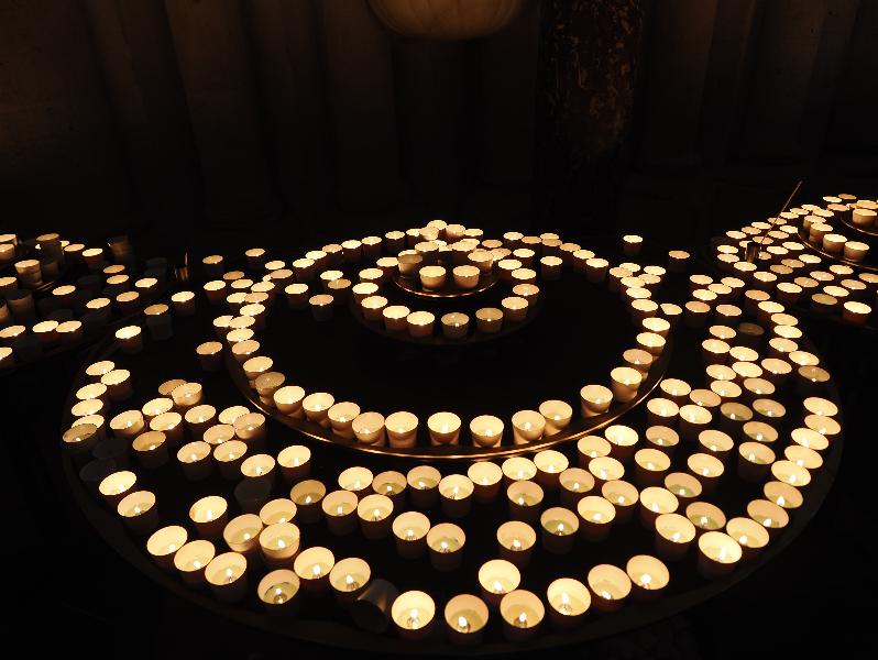 Paris, France: Notre-Dame Cathedral: candles
