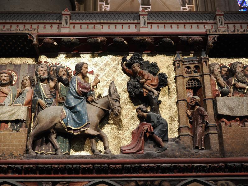 Paris, France: Notre-Dame Cathedral: Entry of Jesus into Jerusalem