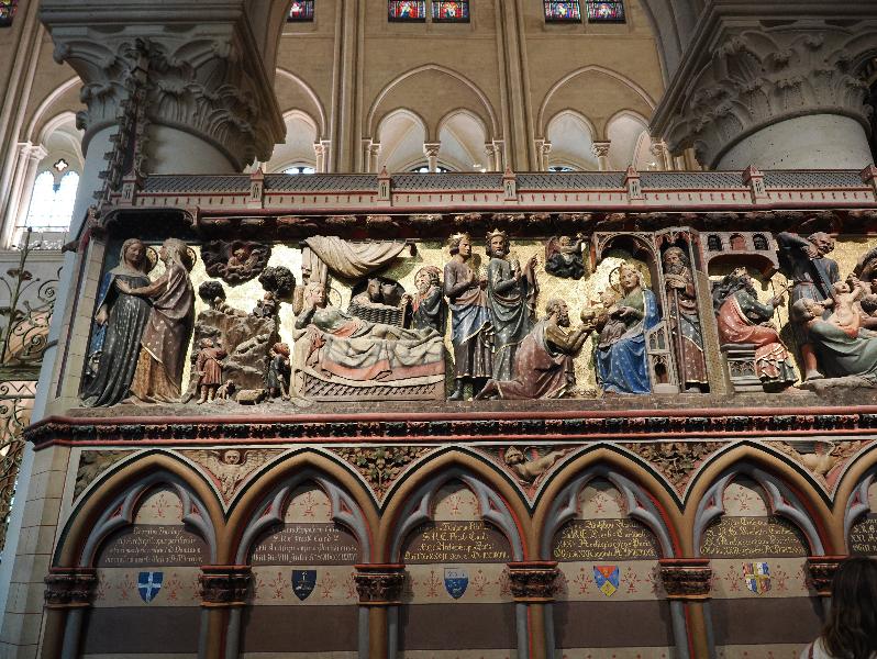 Paris, France: Notre-Dame Cathedral: Mary visiting Elizabeth, Annunciation to the Shepherds, Nativity, Adoration of the Magi