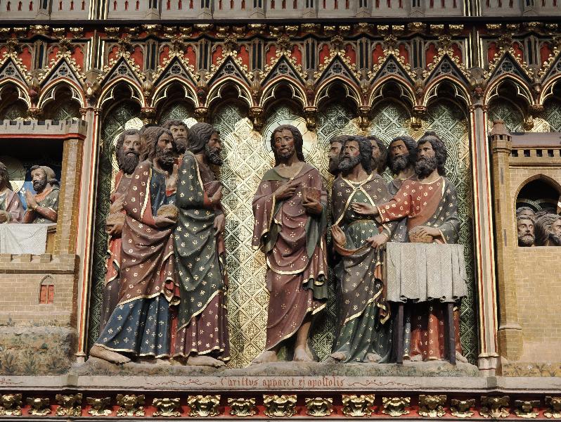Paris, France: Notre-Dame Cathedral: Christ appears to the apostles