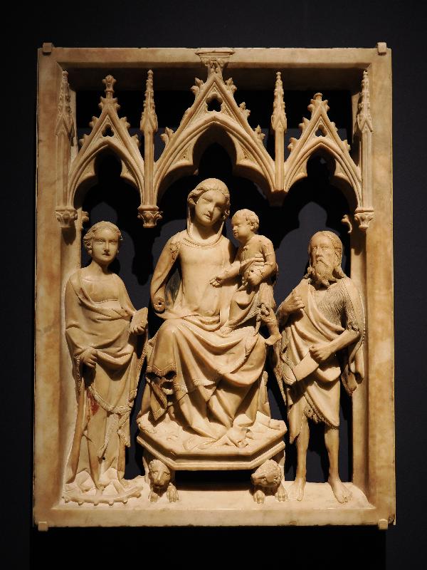 London, England: National Gallery: The Virgin and Child with Saints Catherine and John the Baptist (about 1340-1350, Giovanni di Agostino)