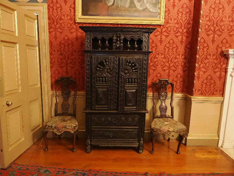 Oxburgh Estate, England: Oxburgh Hall, Saloon: sideboard and chairs