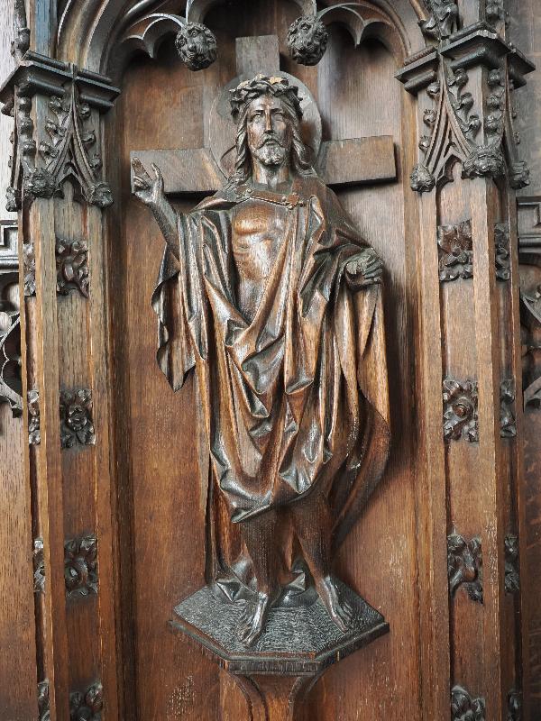 Cambridge, England: Little St Mary's Church: reredos, Christ