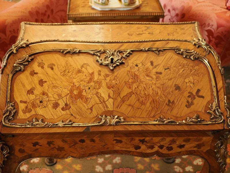 Ickworth, England: Ickworth House, Drawing Room: writing desk inlaid wood