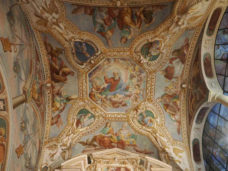 Santa Caterina del Sasso, Italy: chapel: vaulted ceiling (1610, Giovanni Battista de Advocatis)