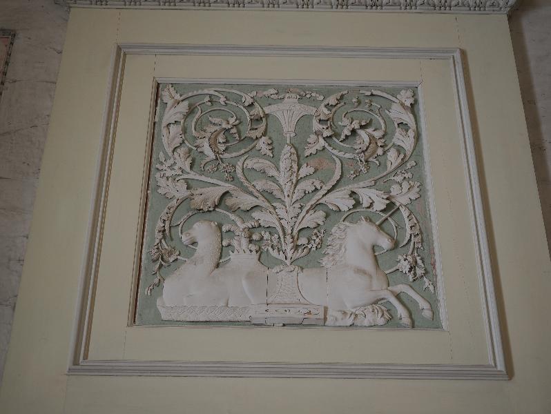 Isola Bella, Italy: Palazzo Borromeo, La Sala di Conversazione (The Conversation Room): wall decoration, camel and unicorn