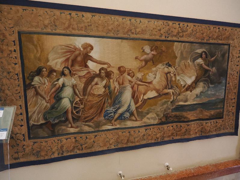 Varenna, Italy: Villa Monastero, Staircase: Chariot of Apollo and Aurora (19th century, fake tapestry, after Guido Reni fresco)