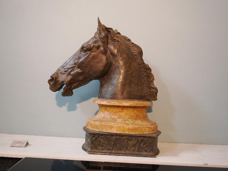Tremezzina, Italy: Villa Carlotta, Marble Hall: horse head (first quarter 19th century, Gaetano Monti)