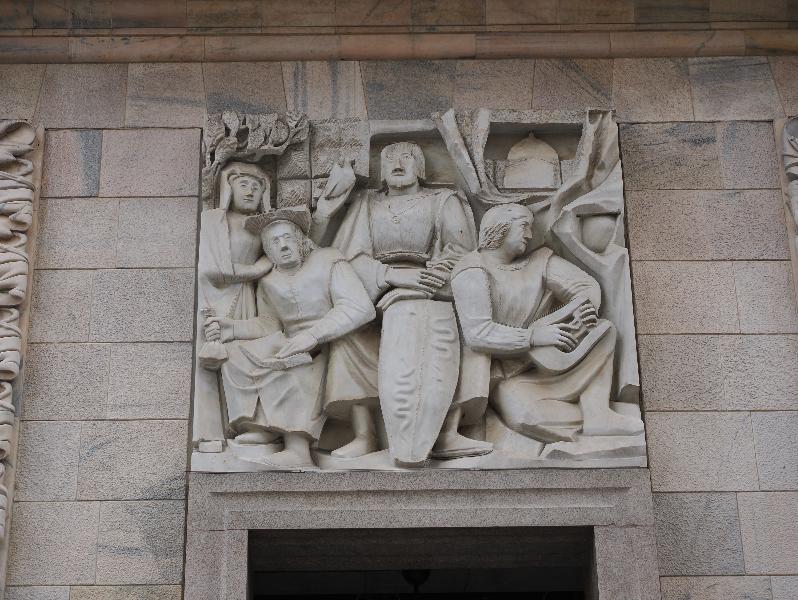 Milan, Italy: Palazzo dell'Arengario: bas relief (1939, Arturo Martini)