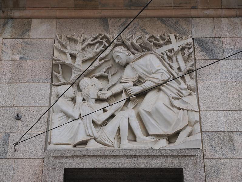 Milan, Italy: Palazzo dell'Arengario: bas relief (1939, Arturo Martini)