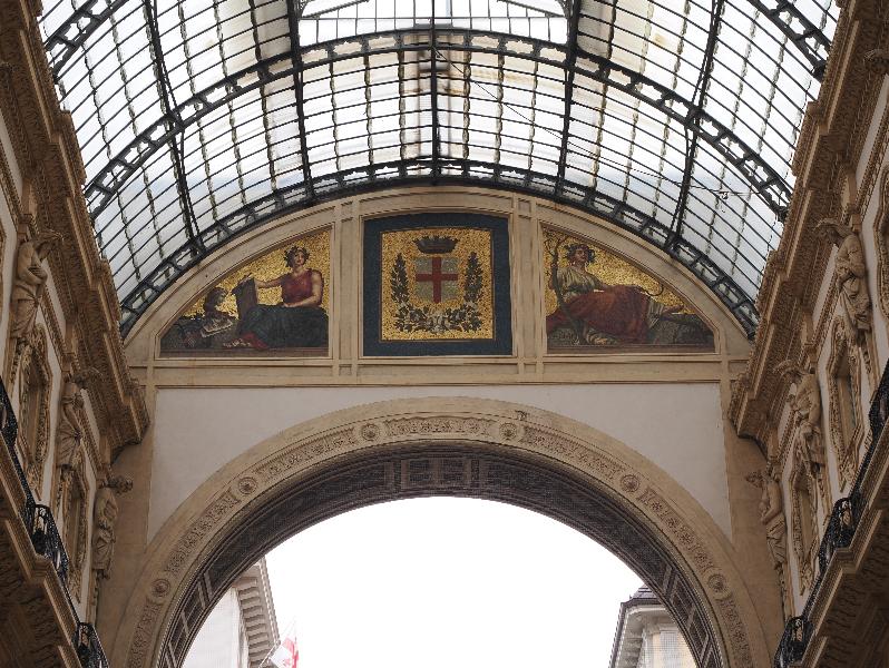 Milan, Italy: Galleria Vittorio Emanuele II: Milan themed mosaic