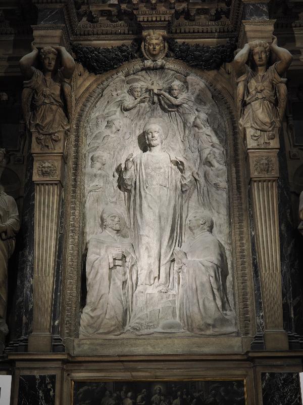 Milan, Italy: Duomo di Milano: Christ with angels and two bishops (?)
