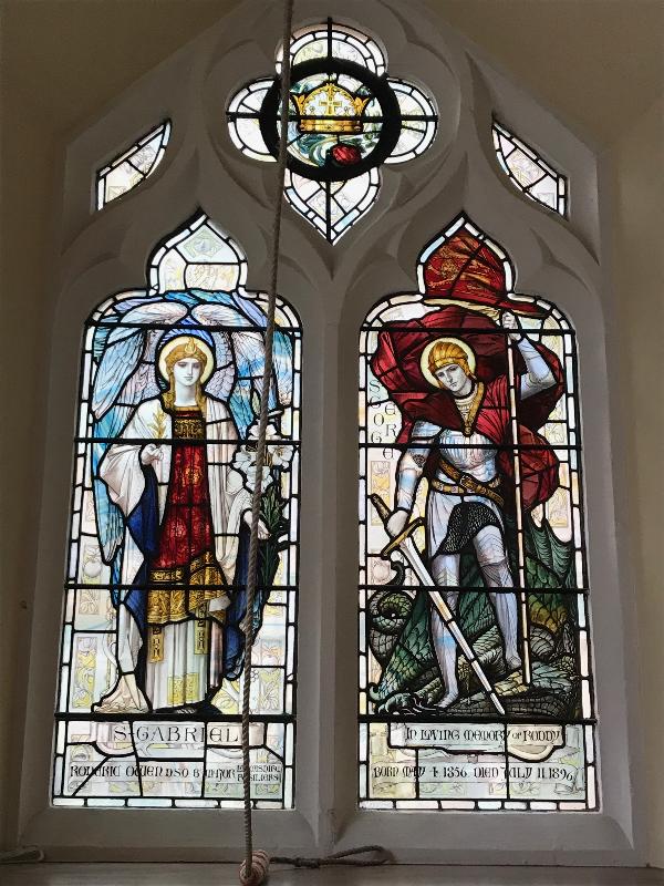 London, England: St Michael's Church: St Gabriel and St George (1897, James Powell & Sons)