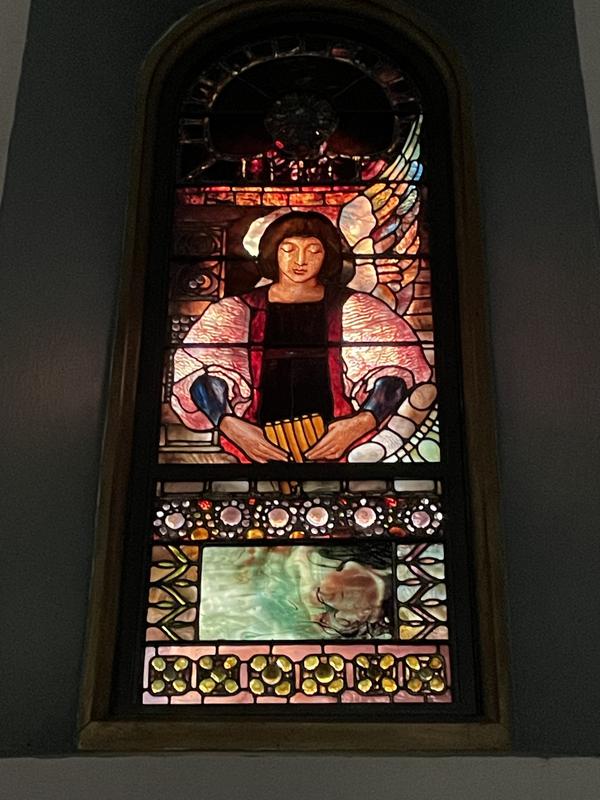 Wilcox Memorial Window:  Cross and Angels