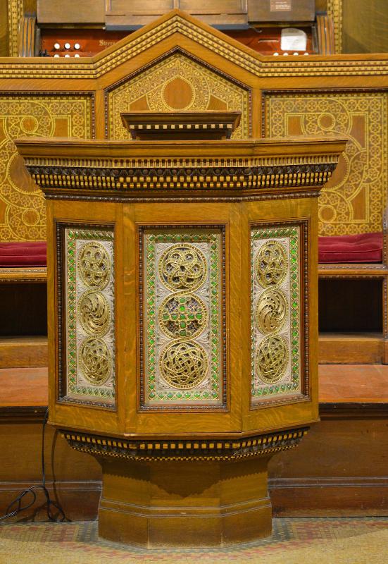 Willard Memorial Pulpit:  pulpit with mosaic panels