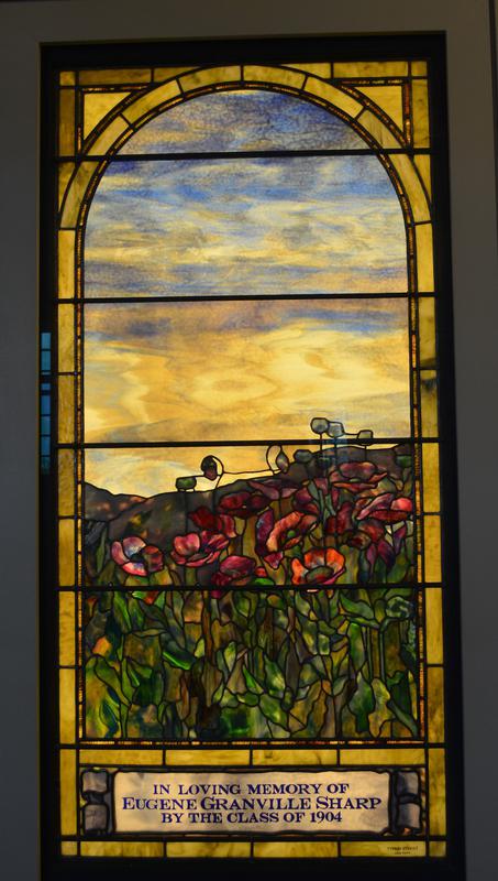 Sharp Memorial Window:  landscape with poppies