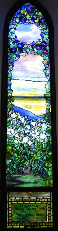 Welch Memorial Window:  Lilies and Morning Glories