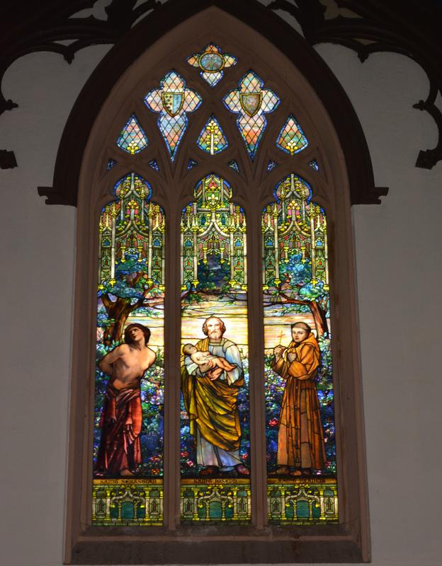 Lawrence Memorial Window:  St. Francis and St. Joseph and St. Sebastian