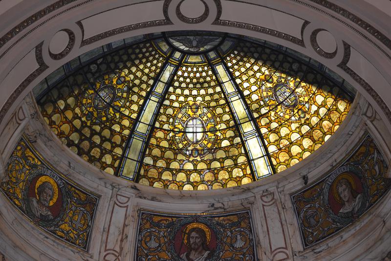 ornamental glass in semi-dome