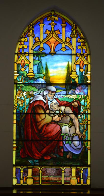 Levere Memorial Window:  Good Samaritan and Scenes from the Life of William Collin Levere